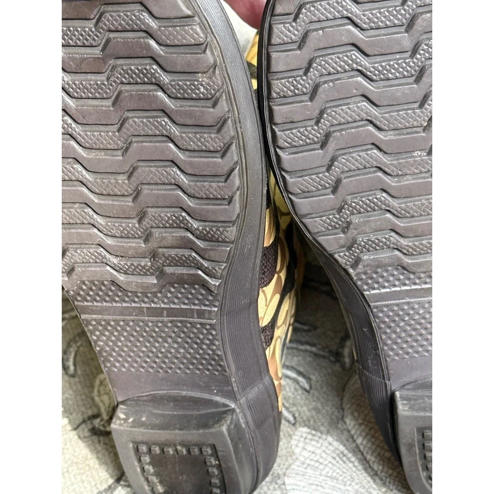 Coach Pammie Rain Boots Brown Tan Signature C Luxury Zebra Tall Womens 10B